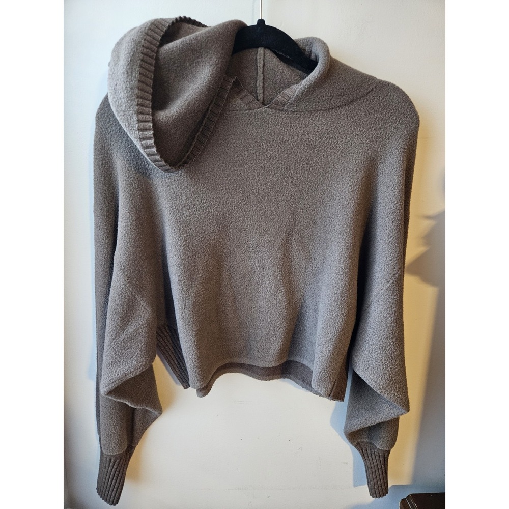 Kerisma Cropped Hoodie Sweater M/L Taupe Angora‎ Blend Cozy Knit